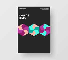 Fototapeta premium Vivid brochure A4 design vector template. Original mosaic hexagons banner layout.