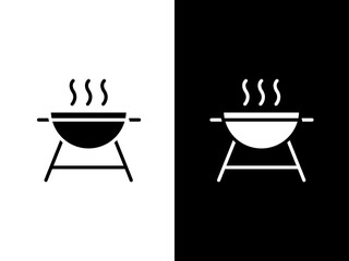 Art illustration design concpet icon black white logo isolated symbol of bbq tool barbeque
