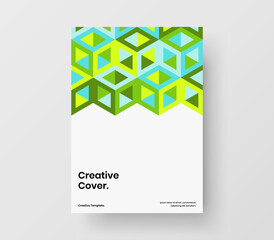 Creative postcard design vector template. Amazing geometric shapes corporate brochure illustration.