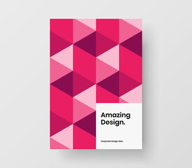 Unique geometric pattern placard template. Simple book cover A4 design vector layout.