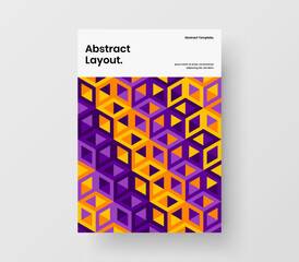 Isolated corporate brochure A4 vector design concept. Amazing mosaic shapes annual report layout.