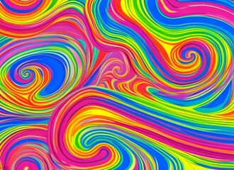 Psychedelische Farbwirbel in vielen Farbe, Farbspiralen, generative AI