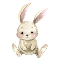 cute watercolor bunny. Isolated 