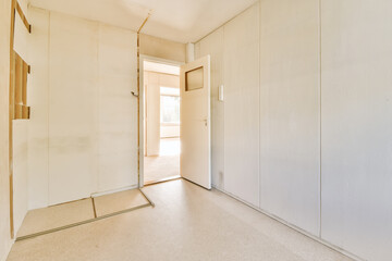 an empty room with white walls and no one person in the room to be used for painting or other things