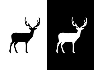 Art illustration design concpet icon black white logo isolated symbol of deer