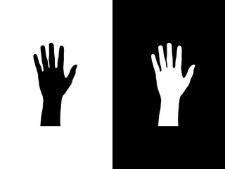 Art illustration design concpet icon black white logo isolated symbol of hand five