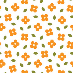 Cute floral seamless pattern with tiny yellow flowers.