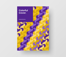 Clean geometric tiles presentation concept. Simple journal cover A4 design vector template.