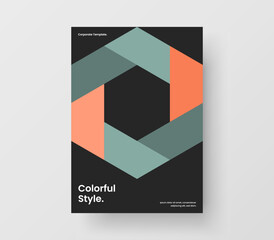 Simple geometric shapes front page illustration. Amazing company brochure A4 design vector concept.