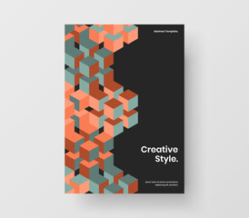 Simple catalog cover vector design layout. Multicolored mosaic tiles brochure template.