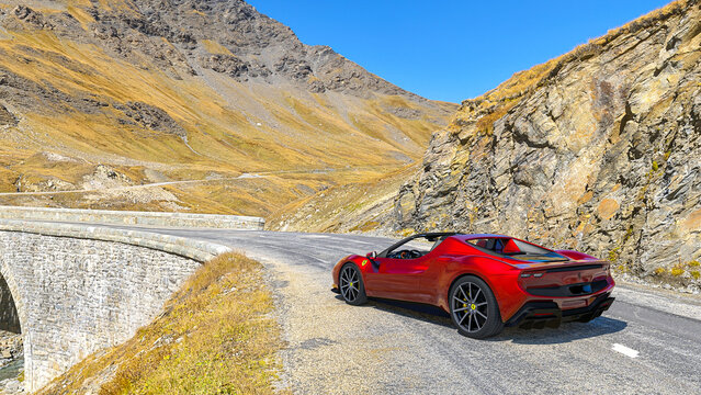 ferrari 296 gts 2023 on a mountain road 