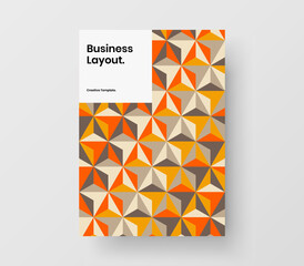 Clean cover design vector concept. Vivid mosaic tiles corporate brochure template.