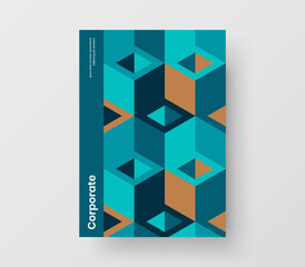 Abstract mosaic tiles leaflet illustration. Isolated book cover A4 vector design layout.