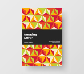 Isolated geometric pattern booklet template. Bright corporate cover design vector concept.