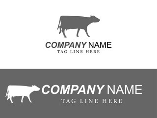 Art illustration icon design concept flat logo symbol emblem isolated vector of animal cow