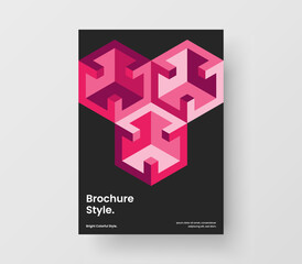 Vivid geometric tiles brochure template. Colorful company cover A4 vector design concept.