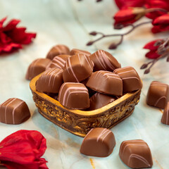 Rectangle dark chocolate close up
