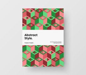 Original mosaic hexagons flyer layout. Simple corporate brochure vector design concept.