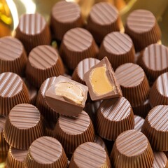 Bitten round chocolate close up
