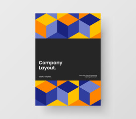 Bright company cover vector design illustration. Clean geometric tiles banner template.