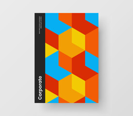 Colorful mosaic shapes pamphlet layout. Clean cover vector design illustration.