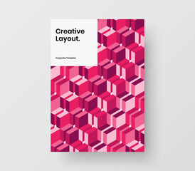 Trendy mosaic hexagons magazine cover template. Abstract presentation design vector concept.