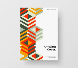 Multicolored mosaic shapes book cover concept. Clean postcard A4 design vector layout.