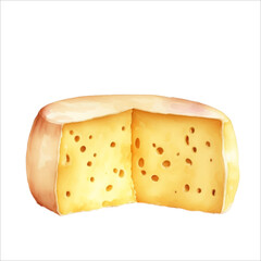 Delicious Cheese Block Isolated Beautiful Watercolor Painting Illustration Vector