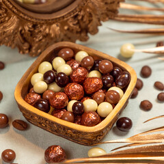 Dragee, confetto or sugared almond close up