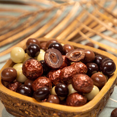 Dragee, confetto or sugared almond close up