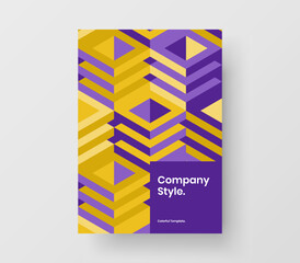 Creative geometric pattern company cover layout. Isolated front page vector design template.