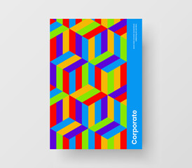 Modern catalog cover design vector template. Colorful mosaic pattern company brochure illustration.