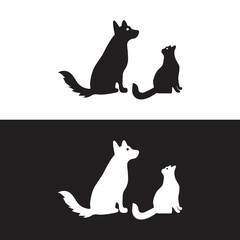 Fototapeta na wymiar Cat and dog animal logo template design . icon logo . silhouette logo 