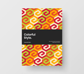 Clean mosaic pattern poster concept. Original annual report A4 design vector illustration.