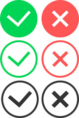Accept and reject icons. Selection marks.
