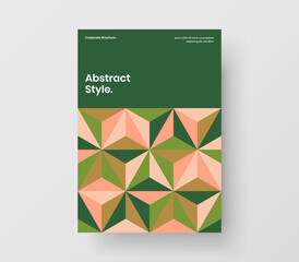Vivid corporate identity vector design layout. Bright mosaic hexagons leaflet concept.