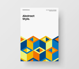 Bright geometric shapes company cover concept. Premium brochure A4 design vector layout.