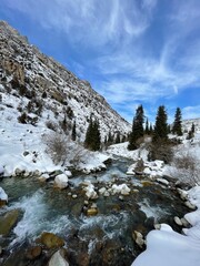 Winter river in the mountains