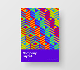 Vivid mosaic hexagons corporate cover concept. Modern front page design vector layout.