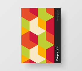 Premium geometric shapes flyer concept. Colorful book cover vector design template.