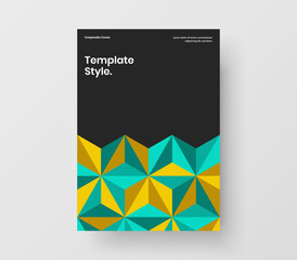 Simple annual report vector design illustration. Amazing mosaic tiles front page layout.