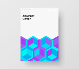 Bright company brochure A4 vector design illustration. Colorful geometric shapes pamphlet layout.
