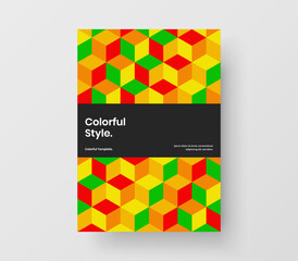 Simple geometric pattern poster concept. Bright pamphlet A4 design vector template.