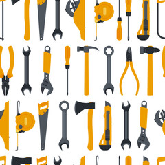 Tools vector cartoon seamless pattern background for wallpaper, wrapping, packing, and backdrop.
