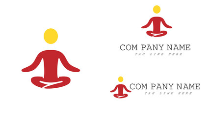 Art illustration icon design concept flat logo symbol emblem isolated vector of people line yoga