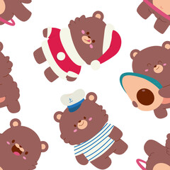 Cute baby bears vector cartoon seamless pattern background for wallpaper, wrapping, packing, and backdrop.