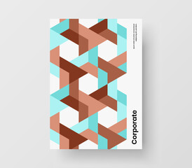 Original geometric hexagons company brochure layout. Clean corporate cover A4 design vector illustration.