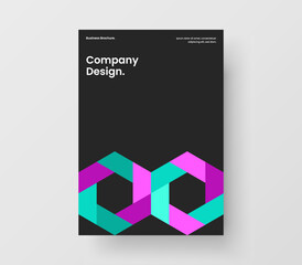 Modern geometric hexagons poster illustration. Vivid company identity A4 vector design template.