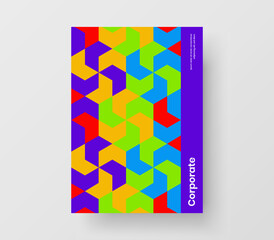 Abstract company brochure design vector illustration. Trendy geometric pattern placard layout.