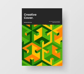 Abstract geometric hexagons company identity template. Fresh book cover A4 design vector layout.